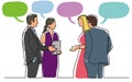 Continuous line drawing of standing businee people discussing deal Royalty Free Stock Photo