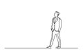 Continuous line drawing of standing businessman dreaming Royalty Free Stock Photo