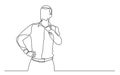 Continuous line drawing of standing man concerning Royalty Free Stock Photo