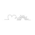 continuous line drawing of sun and cloud. isolated sketch drawing of sun and cloud line concept. outline thin stroke vector