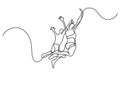 Continuous line drawing of swimmers jumping