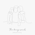 Continuous line drawing. three teenage friends. simple vector illustration. three teenage friends concept hand drawing sketch line