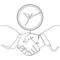 Continuous line drawing time is money business handshake icon vector illustration concept Royalty Free Stock Photo