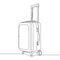 Continuous line drawing Travel suitcase Luggage valise with wheels and retractable handle concept