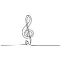 continuous line drawing A treble clef music symbols vector one lineart simplicity illustration minimalist design