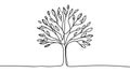 Continuous line drawing of tree. Single line tree icon.