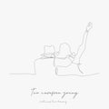 Continuous line drawing. two carefree young friends. simple vector illustration. two carefree young friends concept hand drawing