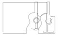 Continuous line drawing of two classical acoustic guitars Royalty Free Stock Photo