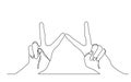 Continuous line drawing of two hands showing victory sign Royalty Free Stock Photo