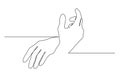 Continuous line drawing of two hands touching each other