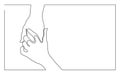 Continuous line drawing of two hands touching each other