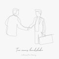 Continuous line drawing. two mans handshake. simple vector illustration. two mans handshake concept hand drawing sketch line