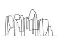 Continuous line drawing of urban skyscrapers