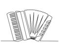 Continuous Line Drawing of Vector classic accordion. Vintage musical instrument harmonica. Music symbol, simple vector
