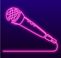 Continuous Line Drawing of Vector wired microphone icon. Karaoke neon sign, bright signboard, light banner. Karaoke Bar