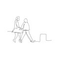 continuous line drawing of walking couple. isolated sketch drawing of walking couple line concept. outline thin stroke vector Royalty Free Stock Photo