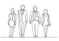 Continuous line drawing of walking team of professionals