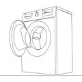 Continuous line drawing washing machine household concept