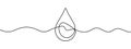 Continuous line drawing of water drop. Single line water drop icon.
