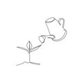 continuous line drawing watering plants