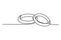 Continuous line drawing. Wedding rings. Royalty Free Stock Photo