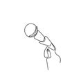 continuous line drawing wired microphone vector one lineart simplicity illustration minimalist design