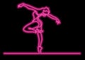 Continuous line drawing of woman ballet dancer with neon vector