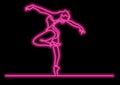 Continuous line drawing of woman ballet dancer with neon vector effect