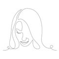 Continuous line drawing of woman face. Elegant Minimalistic black and white for logo, emblem or print for t-shirt