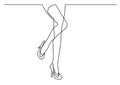 Continuous line drawing of woman legs in high heels Royalty Free Stock Photo