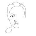 Continuous Line Drawing Woman Portrait. Beauty woman face one line drawing art.  Trendy one line draw design vector illustration Royalty Free Stock Photo