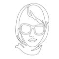 Continuous Line Drawing Woman Portrait. Beauty woman face one line drawing art.  Trendy one line draw design vector illustration Royalty Free Stock Photo