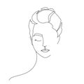 Continuous Line Drawing Woman Portrait. Beauty woman face one line drawing art.  Trendy one line draw design vector illustration Royalty Free Stock Photo