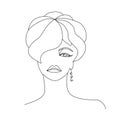 Continuous Line Drawing Woman Portrait. Beauty woman face one line drawing art.  Trendy one line draw design vector illustration Royalty Free Stock Photo