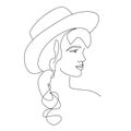 Continuous Line Drawing Woman Portrait. Beauty woman face one line drawing art.  Trendy one line draw design vector illustration Royalty Free Stock Photo