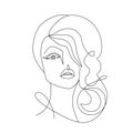 Continuous Line Drawing Woman Portrait. Beauty woman face one line drawing art.  Trendy one line draw design vector illustration Royalty Free Stock Photo