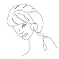 Continuous Line Drawing Woman Portrait. Beauty woman face one line drawing art.  Trendy one line draw design vector illustration Royalty Free Stock Photo