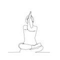 Continuous line drawing of woman sitting cross legged meditating. Yoga vector illustration with active stroke Royalty Free Stock Photo