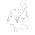 Continuous line drawing of womens faces. Face line art. Fashion concept, woman beauty