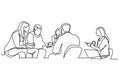 Continuous line drawing of work team having meeting Royalty Free Stock Photo