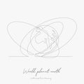 Continuous line drawing. world planet earth with orbits. simple vector illustration. world planet earth with orbits concept hand Royalty Free Stock Photo