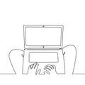 Continuous line drawing of write typing on laptop minimalist design