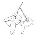 Continuous line drawing of young drummer raise drumstick up. Musician artist performance concept. Vector illustration.