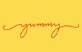 continuous line drawing of yummy word lettering design