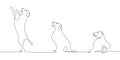 Continuous line drawings of dogs want to jump