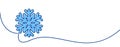 Continuous line drawn blue snowflake Royalty Free Stock Photo