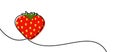 Continuous line drawn red heart shape isolated strawberry on white background Royalty Free Stock Photo