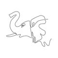 Continuous line elephant head. one line vector illustration