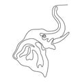 Continuous line elephant head with white background