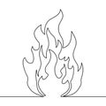 Continuous line fire one line drawing vector fire Royalty Free Stock Photo